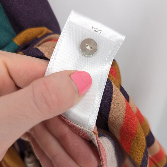 Farm Rio Amanda Rainbow Striped Mini Wrap Keyhole Dress Size Small - Picture 7 of 14